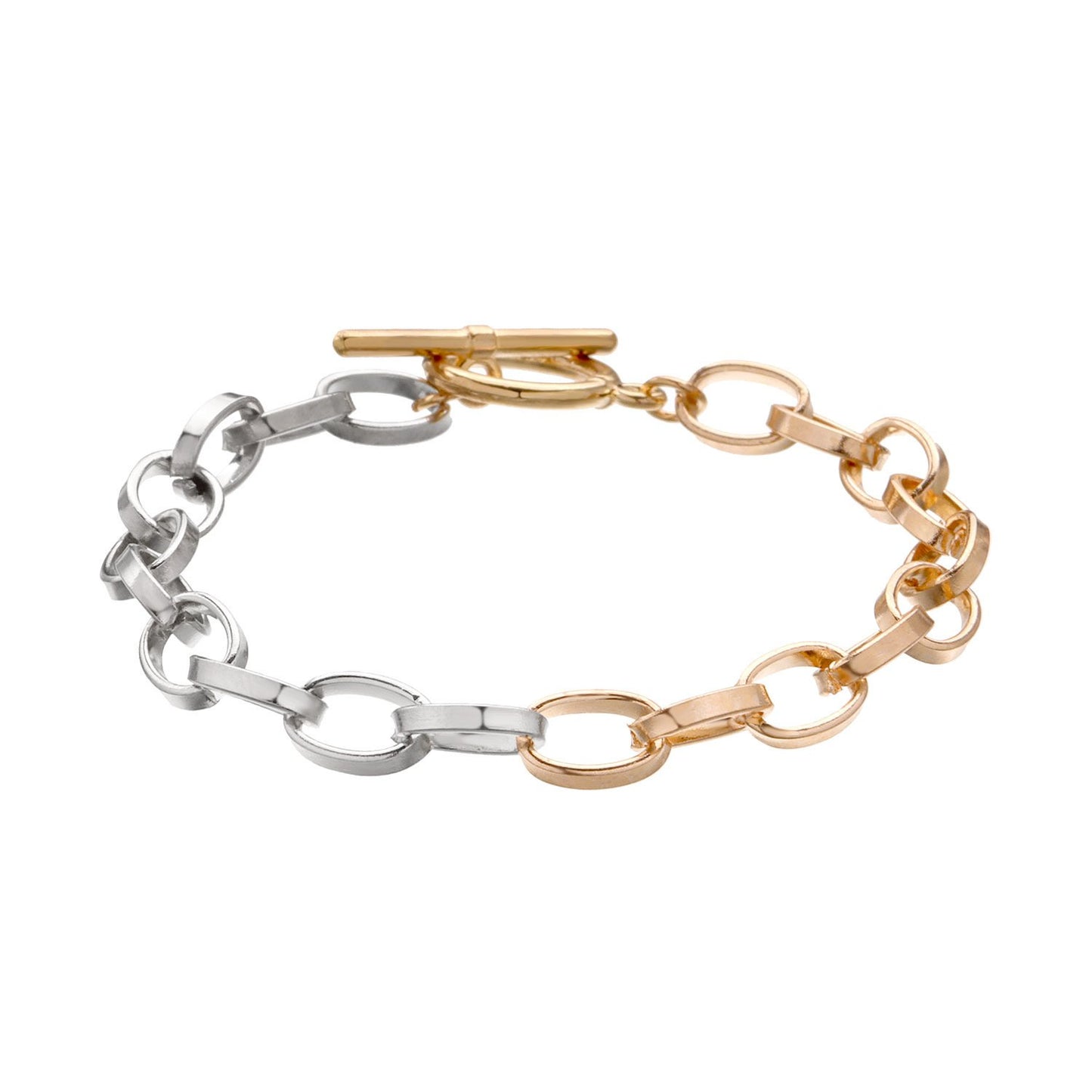 Jewelry Exaggerated Geometric Personality Alloy Thick Chain Bracelet Women's Fashion Two-color Mixed Bracelet Hand Decoration
