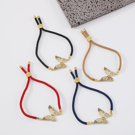ZB3 Hand Rope Hollow Butterfly Smart Micro-inlaid Zircon Bracelet Individual Fresh Retro Jewelry