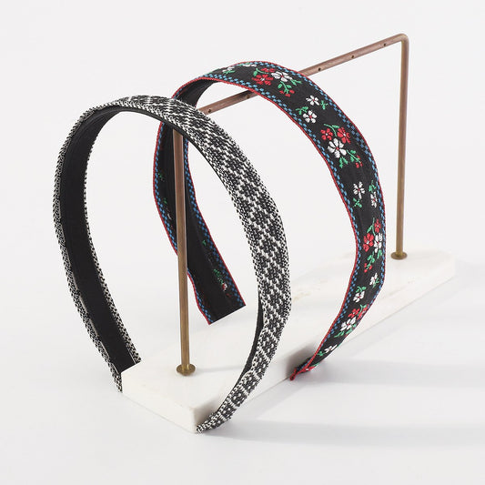 F5297 Retro Xiaoxiang color contrast temperament headband creative simple fashion fabric embroidery floral headband