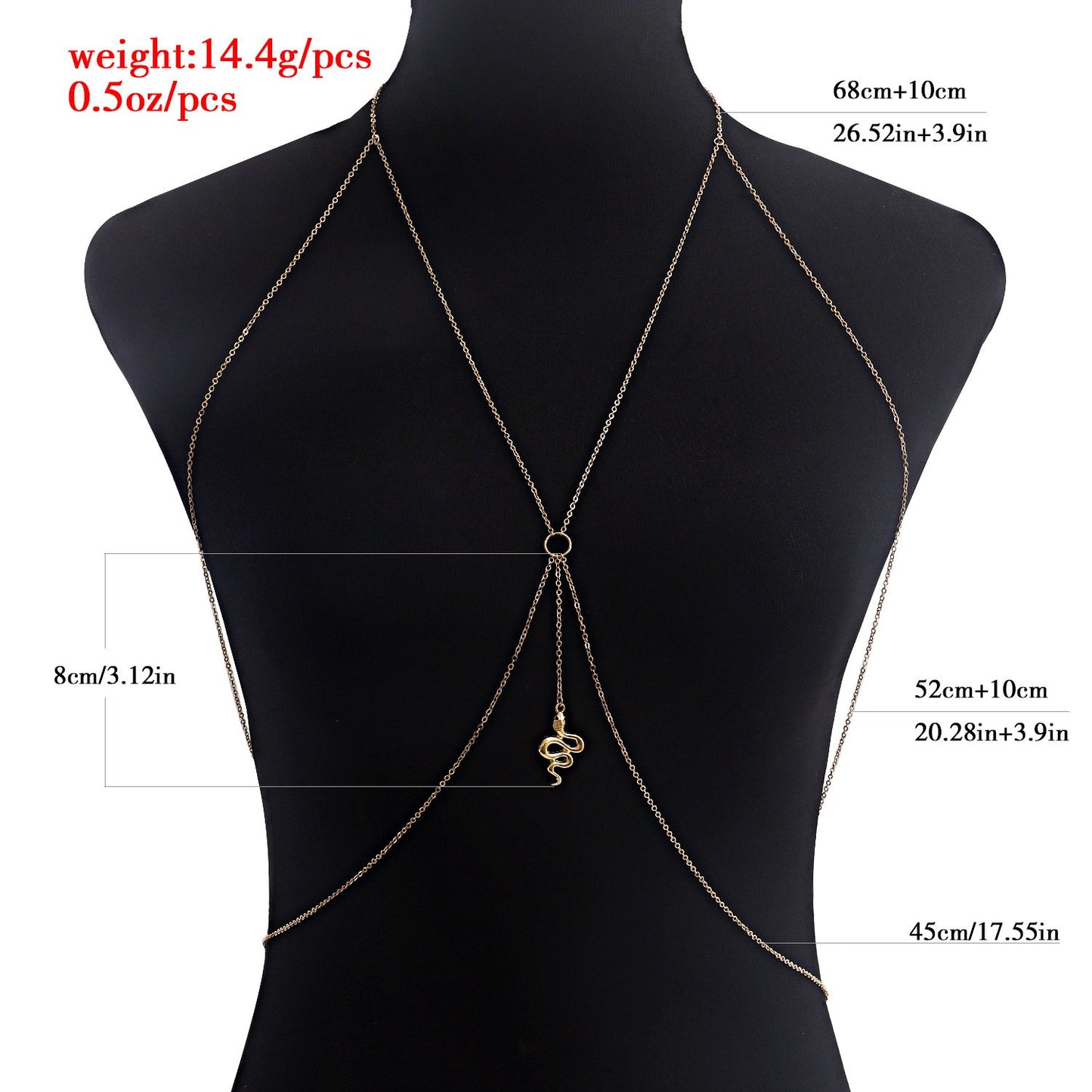 Jewelry ins snake pendant pectoral body chain female summer chest chain bodychain
