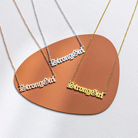 StrongGirl Letter Temperament Necklace Female Dongdaemun Trendy Cool Spice Girl Clavicle Chain Net Red Fashion Pendant