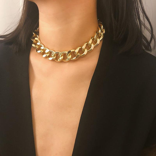 Jewelry Simple Personality Metal Chain Necklace Necklace Female Exaggerated Frosted Punk Short Necklace