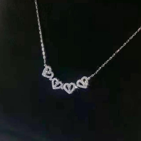 Net red hot style can be disassembled and deformed four-leaf clover necklace female one more wearing zircon small heart short collarbone chain female
