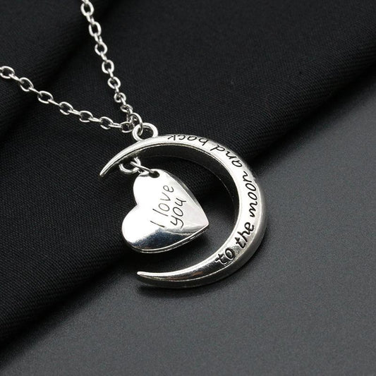 Iloveyou Moon Heart Necklace Sweater Chain