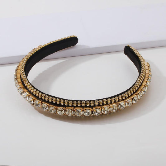 F3943 Light and luxurious hair clip claw chain rhinestone exaggerated pressure hair headband Xiaoxiang going out forest headband