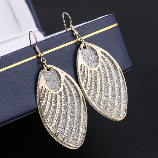 Leaf Stripe Frosted Earrings Exaggerated Earrings Alloy Ear Jewelry Women's Jewelry