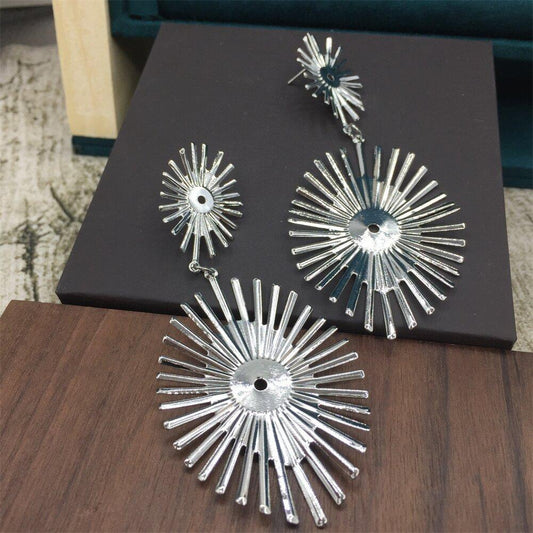 Summer geometric size oval fence fried hair earrings Indian extravagant exaggerated jewelry