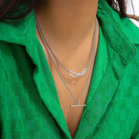 Jewelry Hip Hop Punk Metal Rod Chain Necklace Simple Indifferent Geometric Stacking Necklace
