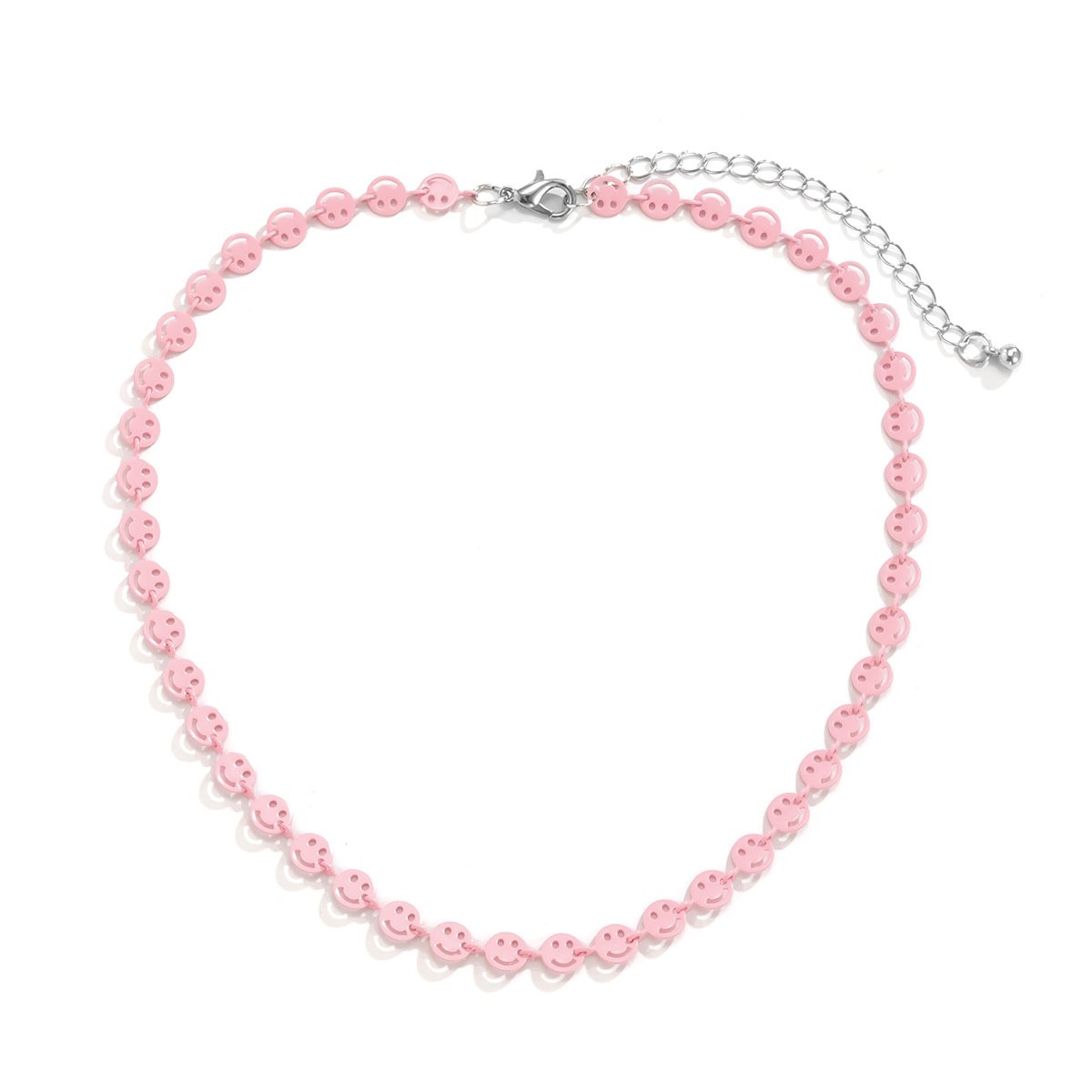 Jewelry sweet cool macaroon color smiley face necklace female simple geometric metal single layer collarbone necklace