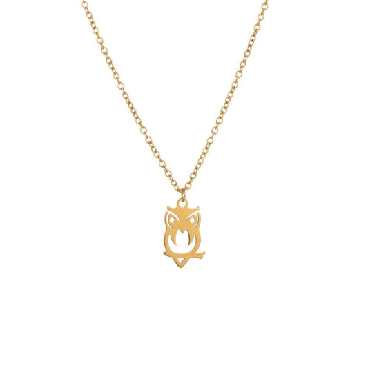 Stainless Steel Animal Owl Hollow Cross Chain Pendant Necklace Geometric Hollow Origami Pendant Animals