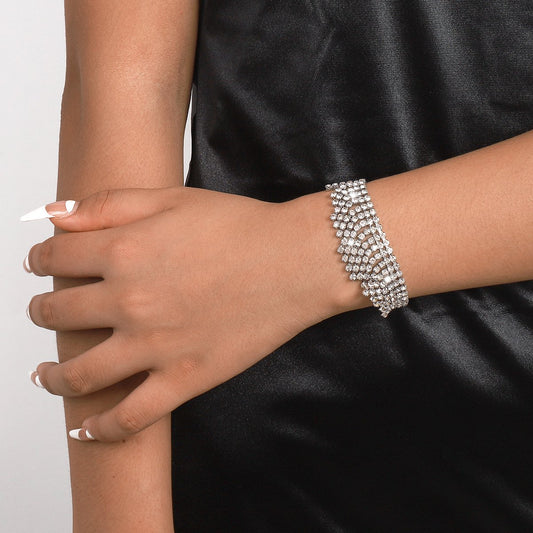 B1895 Net Red Blogger Temperament Rhinestone Tassel Bracelet Light Luxury Trendy Geometric Full Diamond Trend Hand Jewelry Female