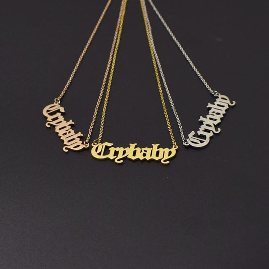 Crybaby Necklace Simple Creative Ancient English Alphabet Necklace Female