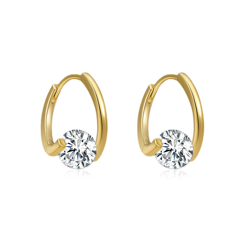 ins emerald zircon earrings French light luxury niche design rotating geometric ear buckle net red earrings trend