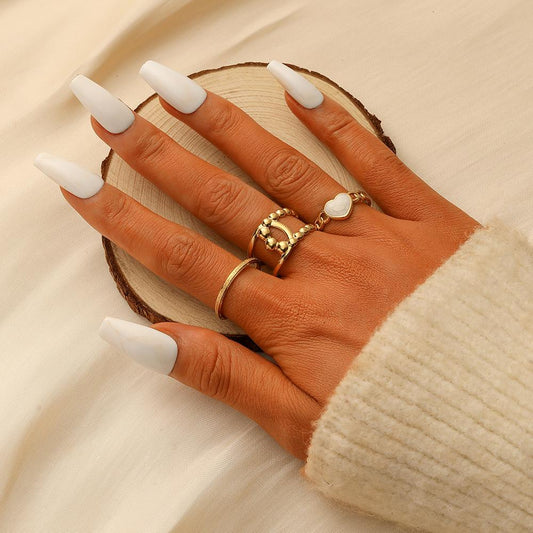 Fashion Simple Personality Stainless Steel Open Love Drip Oil Hollow Scrub Set Ring Female