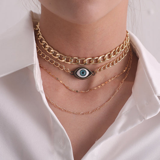 Jewelry exaggerated alloy devil's eye pendant necklace female handmade fashion weight eye necklace