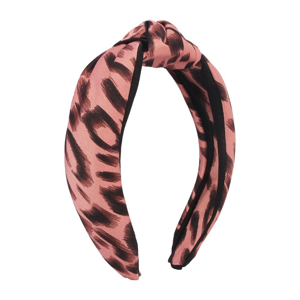 F382 Internet celebrity headband leopard print contrast color fabric knotted hair accessories fashion wide-brimmed retro headband female