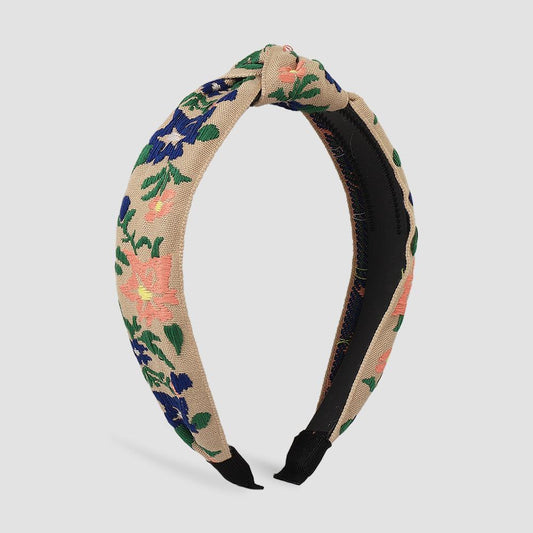 F3964 Simple Fabric Art Headband Small Fresh Knotted Sweet Hair Accessories Embroidered Leaves Flowers Fashion Headband