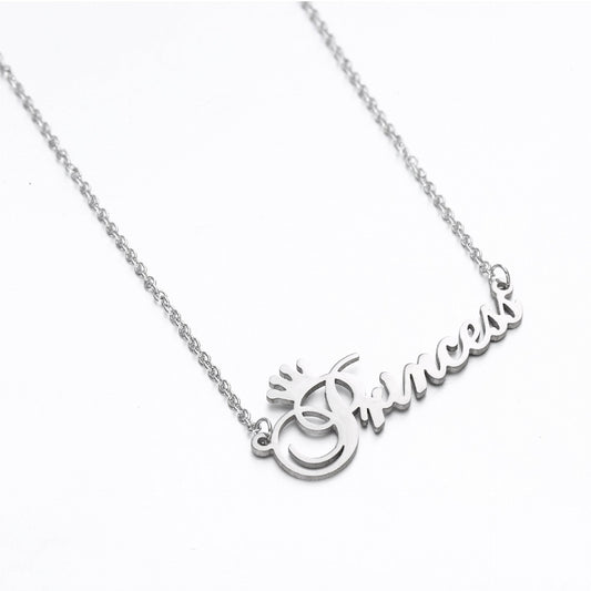 Jewelry Personality Princess English Letter Necklace Simple Ladies Crown Princess Clavicle Chain