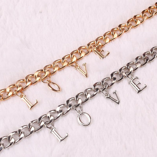 Jewelry Metal Thick Chain Necklace Niche Design Fashion Light Luxury Letter Clavicle Chain