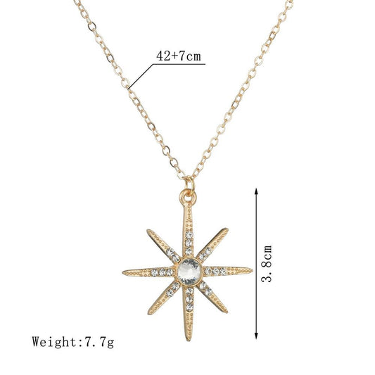 Fashion Octagram Necklace Temperament Rhinestone Clavicle Chain Short Necklace Accessories