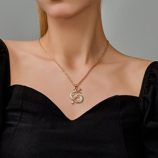 Men and women with the same style Vietnamese and Thai gold-plated dragon pendant twelve zodiac flying dragon zircon dragon necklace clavicle chain
