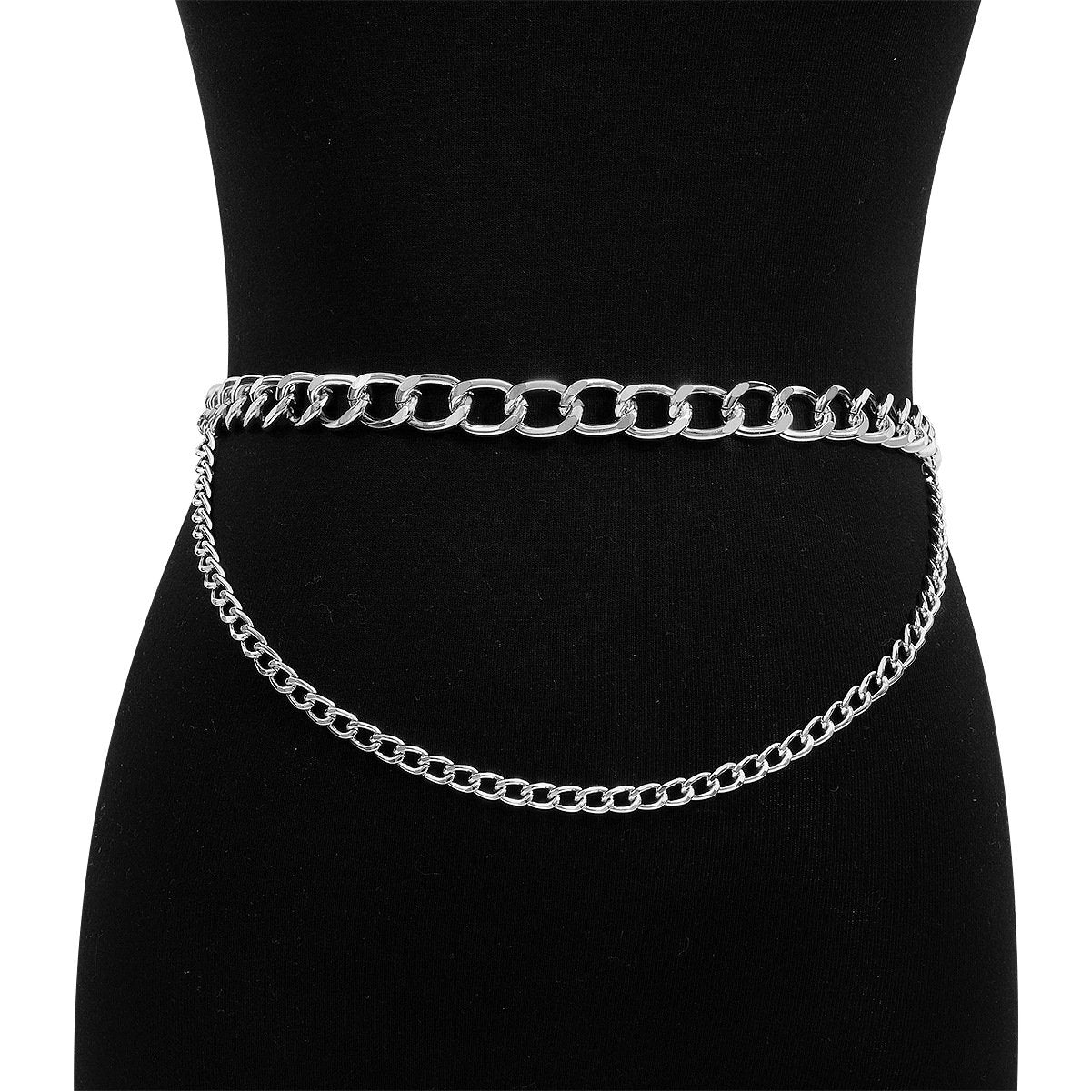 C344 Simple Metal Waist Chain Sexy Geometric Retro Double Layer Body Chain Exaggerated Hot Girl Fashion Accessories