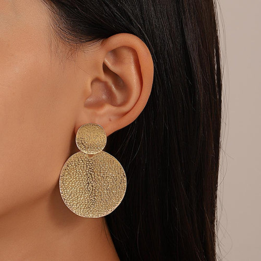 Ins exaggerated disc earrings female retro fashion personality temperament metal geometric large earrings earrings