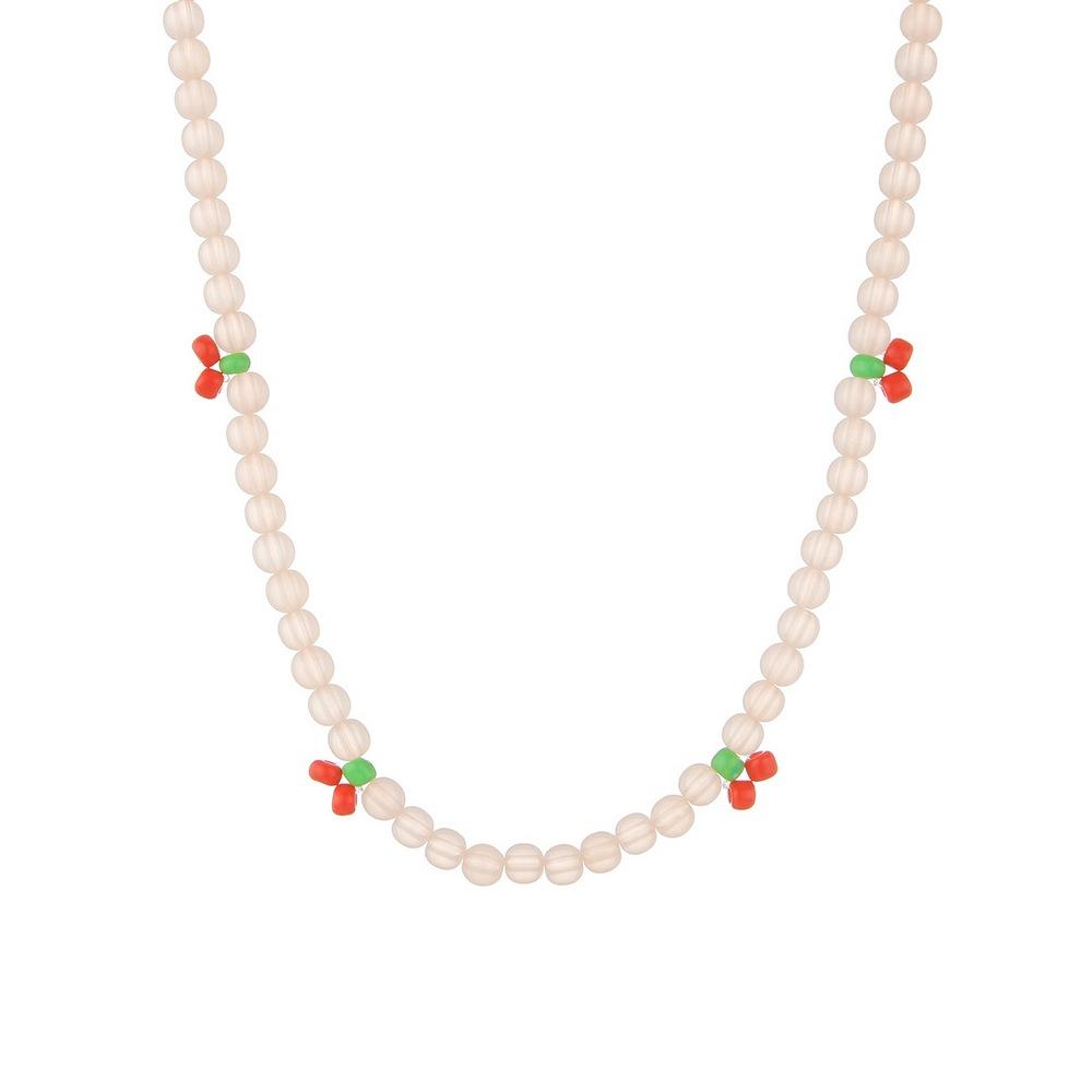 Small Fresh Rice Bead Cherry Short Necklace Hand Beaded Jelly Bead Necklace Accessories
