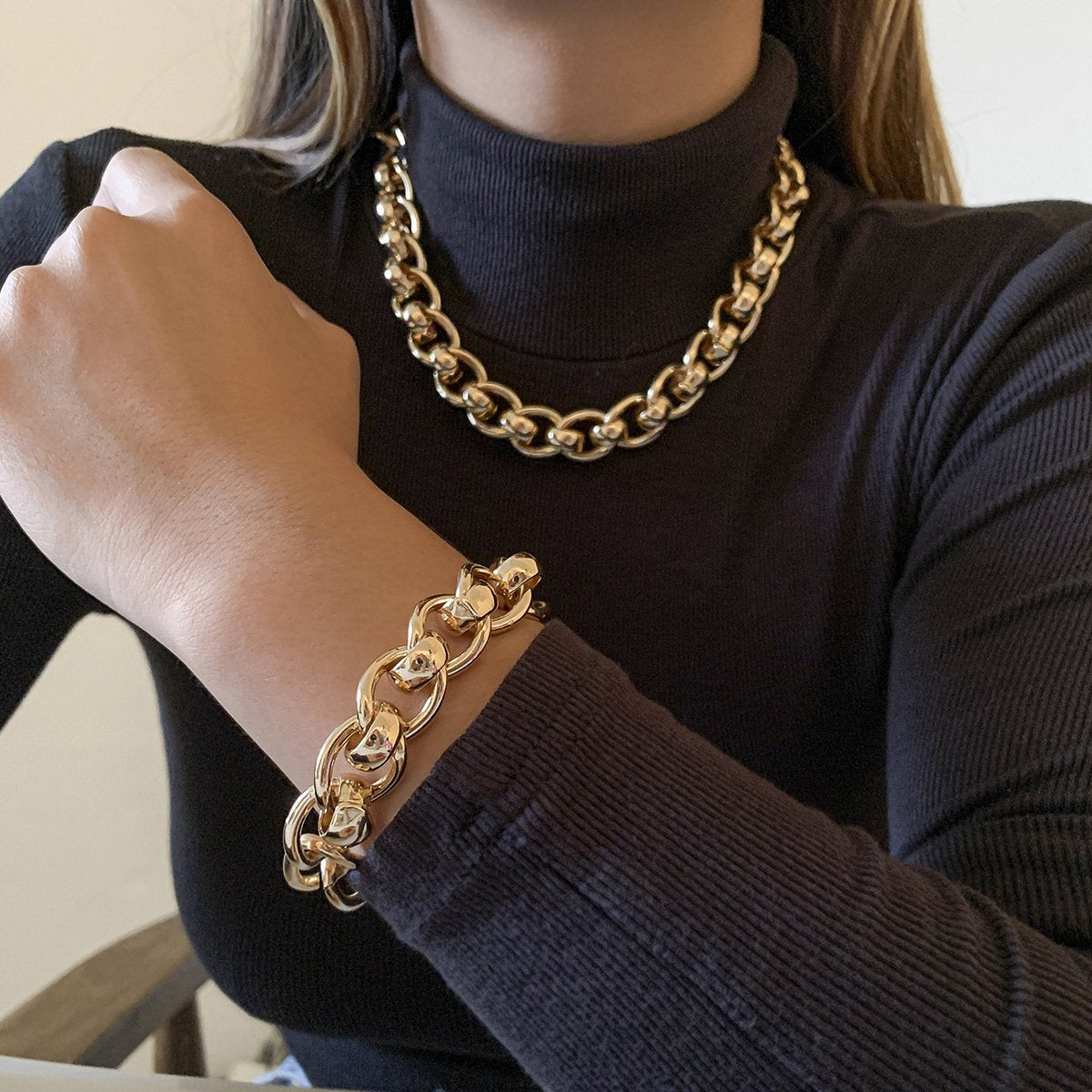 Jewelry Retro Hip Hop Geometric Single Layer Clavicle Foot Decoration Simple Versatile Metal Chain Anklet Women