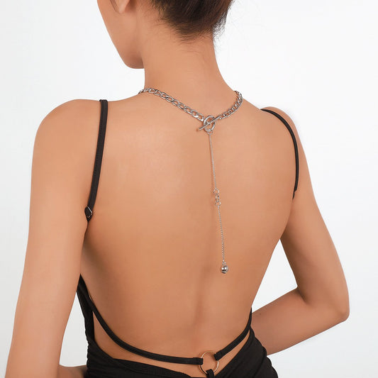 N7394 Fashion Necklace Creative Gold Long Pendant Necklace Personality Back Chain Female