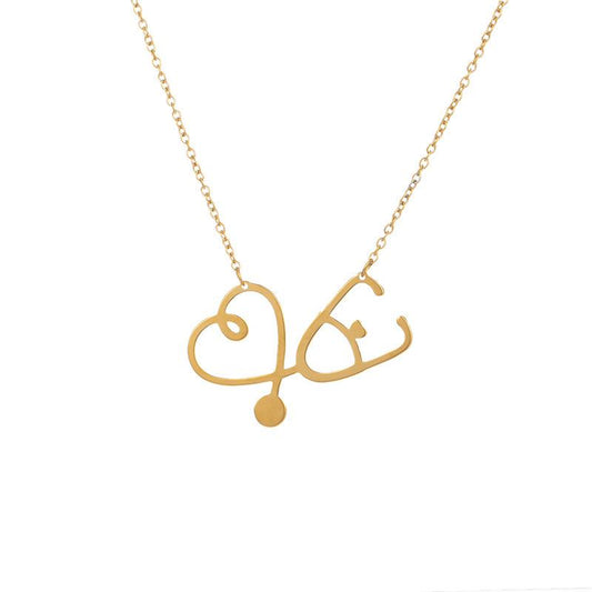 Heart stethoscope necklace female love heart necklace ins fashion stainless steel