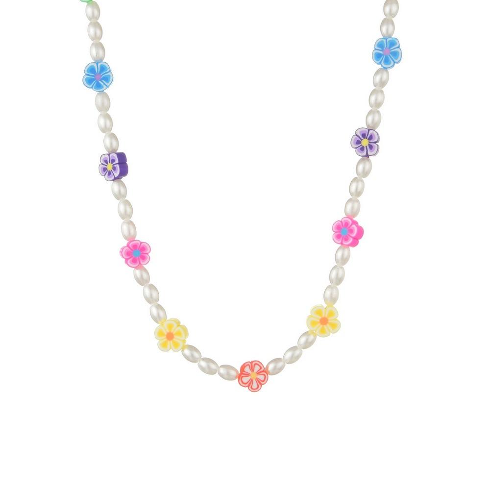 Simple Oval Imitation Pearl Necklace Fashion Small Fresh Soft Pottery Necklace Clavicle Chain Jewelry