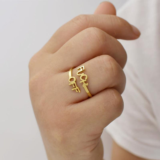 Ins hip-hop soil cool disco mirror letter pendant FuckOFF necklace girl net red disco necklace