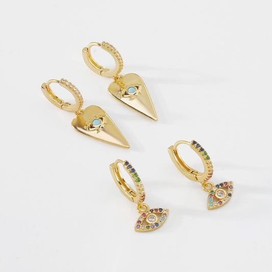 ZE88 Exaggerated Earrings Copper Zircon Devil's Eye Micro-inlaid Temperament Ear Buckle Personality Internet Celebrity Earrings