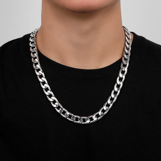 Hip Hop Simple Stainless Steel NK Cuban Chain Necklace Versatile Fashion Men's Single Chain Jewelry Male