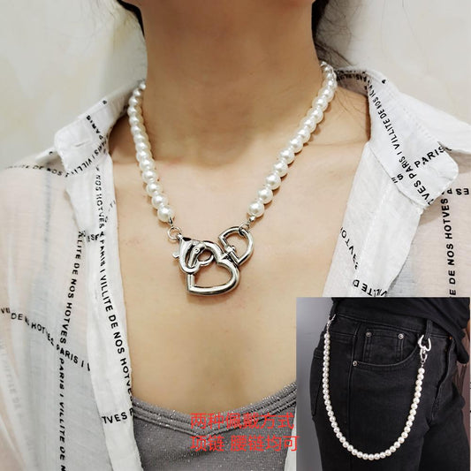 Jewelry Punk Retro Peach Heart Buckle Body Chain Fashion Simple Lock Waist Chain Pants Chain