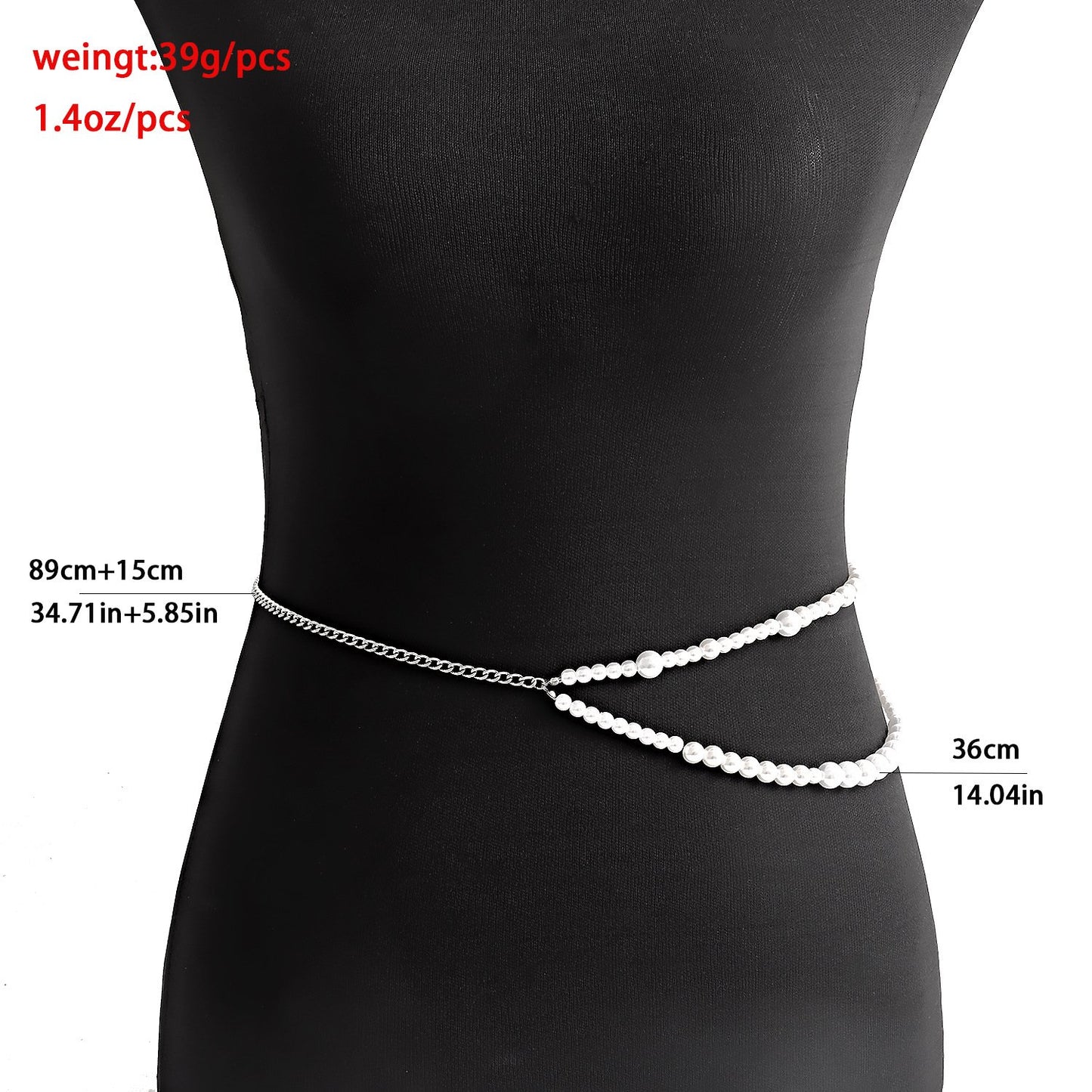 Jewelry fashion double layer imitation pearl metal belt waist chain hot girl waistchain