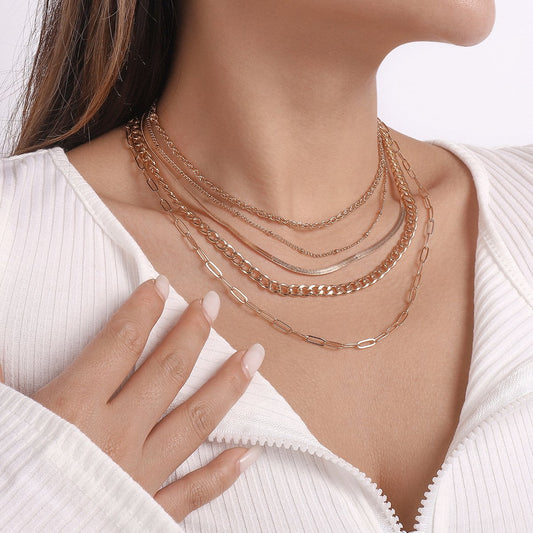 N1233 exaggerated multi-layered necklace hip-hop sweet cool personality niche collarbone necklace female