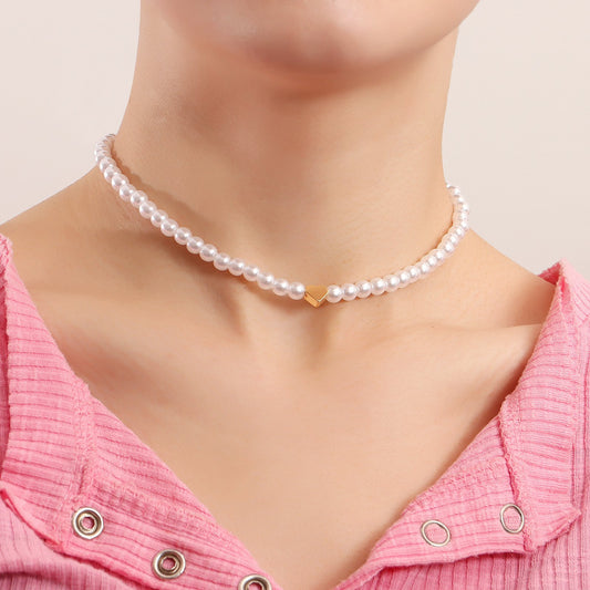 Jewelry colorful light luxury baroque pearl love necklace necklace female ins beaded necklace