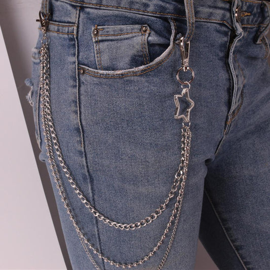 Five-pointed star personality chain waist chain punk hip-hop shake metal pants chain bar clothing chain hip-hop jeans chain