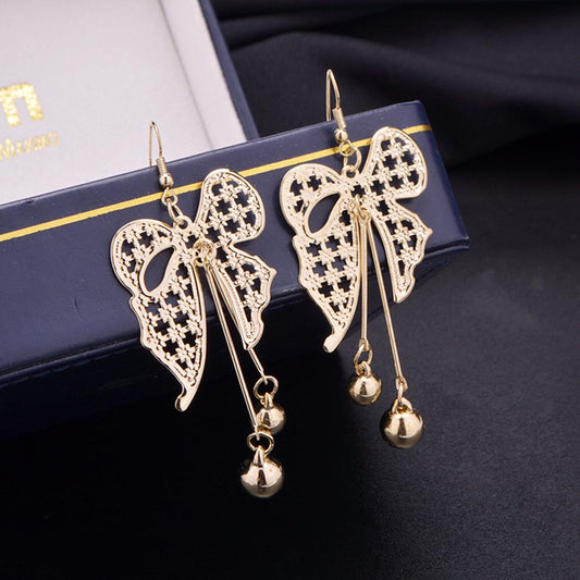 Direct Supply Butterfly Hollow Flower Tassel Earrings Fashion Retro Earrings Wings Earrings