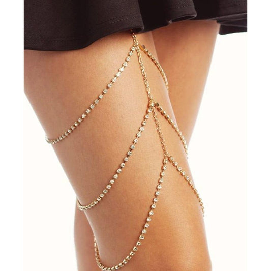 Fashion leg chain jewelry rhinestone tassel thigh chain night style body chain sexy full diamond multi-layer leg chain