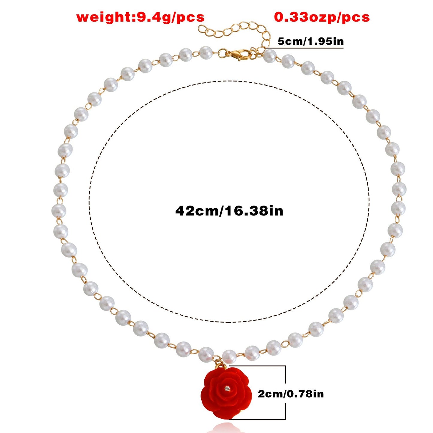 Jewelry Rose Pendant Imitation Pearl Necklace Sweater Chain Fashion Cold Versatile Design Sense Necklace