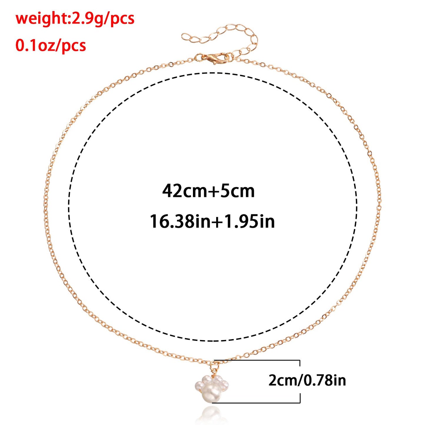 Jewelry ins simple creative dog footprints imitation pearl pendant necklace female minority design sense light luxury