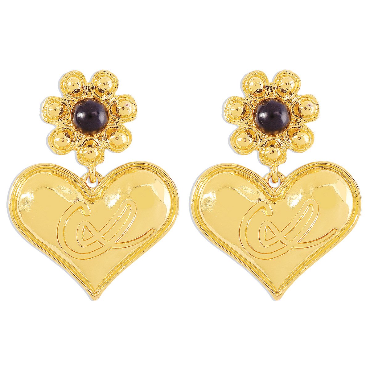 E11131 French retro palace pearl flower earrings baroque niche symbol simple love earrings
