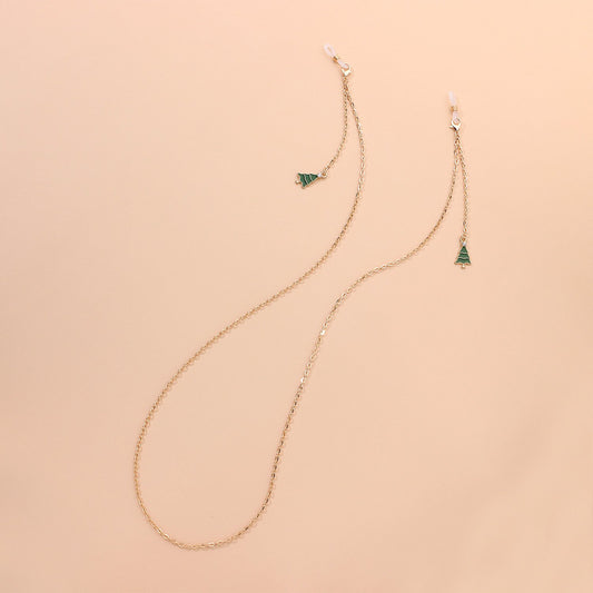 Jewelry Temperament Drip Glaze Tassel Christmas Tree Glasses Chain Female Fashion Metal Chain Glasses Accessories