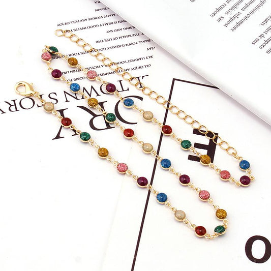 Copper Chain Neck Charm Colorful Handmade Vintage Foot Charm Boho Pop Bracelet