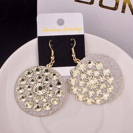 Women's Link Spotted Multi-Level Frosted Flower Earrings Vintage Ear Jewelry