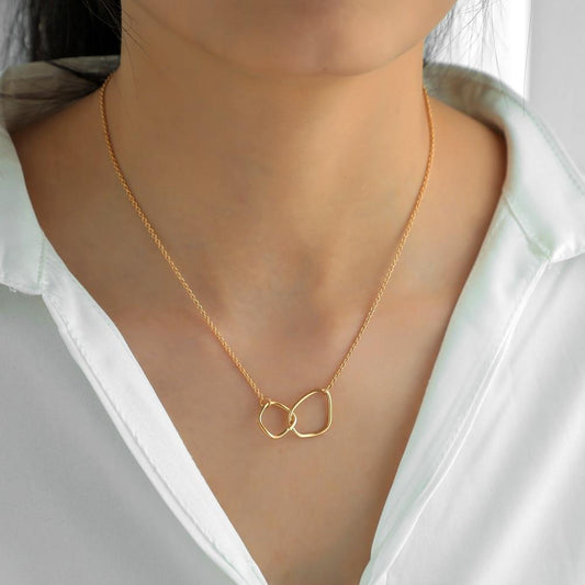 INS fashion simple irregular size circle double ring interlocking necklace street fashion jewelry