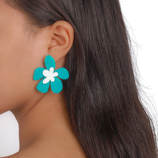 1661 Small Fresh Flower Stud Earrings Acrylic Plate Fashion Contrasting Color Earrings Casual Holiday Earrings